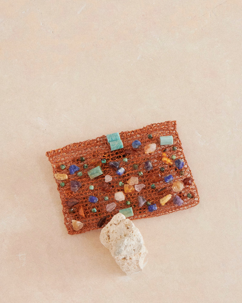 Rectangular Clutch - Copper / Gem Stones