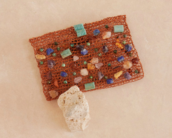 Rectangular Clutch - Copper / Gem Stones