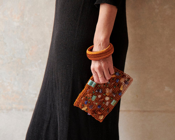 Rectangular Clutch - Copper / Gem Stones