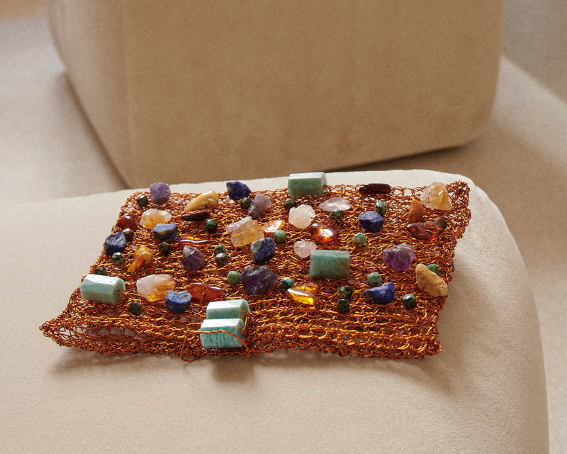 Rectangular Clutch - Copper / Gem Stones