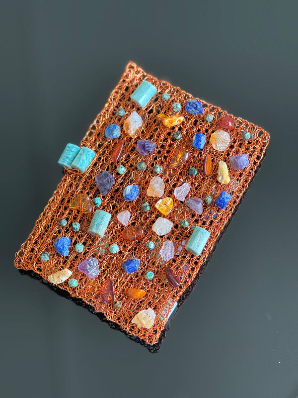 Rectangular Clutch - Copper / Gem Stones