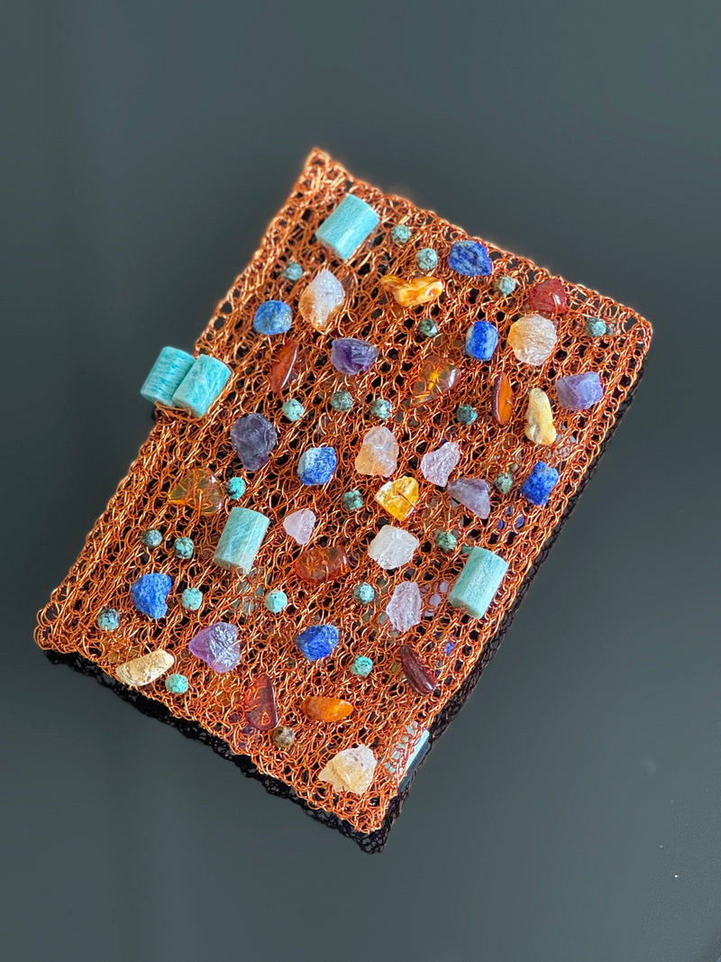 Rectangular Clutch - Copper / Gem Stones